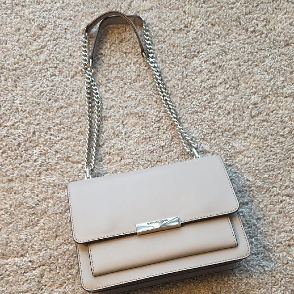 Michael Kors Handbags - Michael Kors Light Beige Leather Chain Shoulder Bag